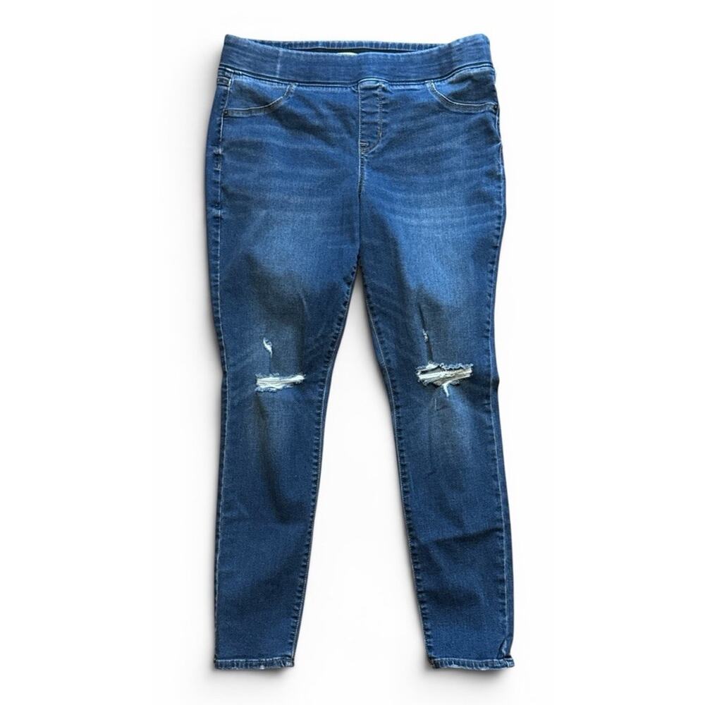 Old Navy Jeans Womens 14 Rockstar Mid-Rise Skinny Jegging Distressed Knee Blue